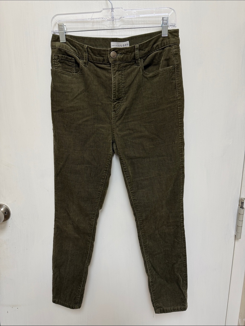 LOFT Olive Green Corduroy Slim Pants